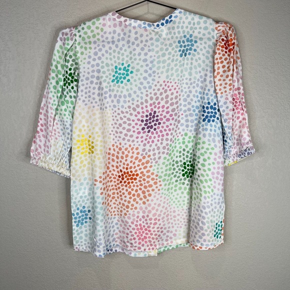 NWT Emily McCarthy Proper Blouse Top Womens Sz Small Bubbly Short Sleeve Tencel - Picture 8 of 11